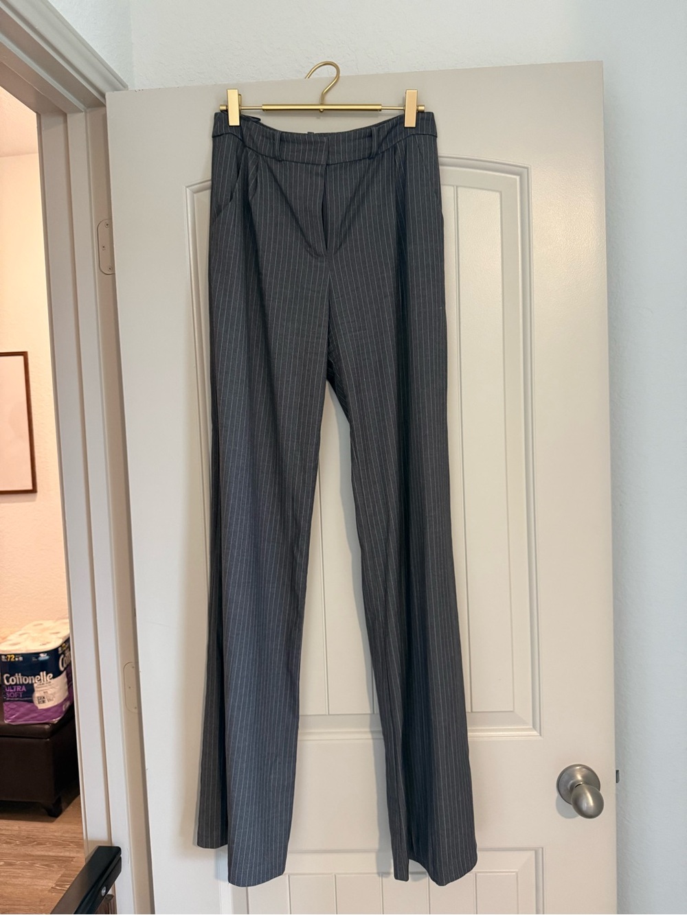 Amanda Uprichard Gray Pinstripe Trousers
